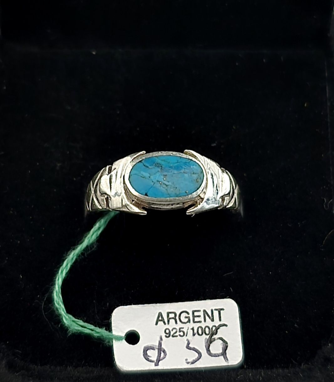 Anelli: Bague Style Navajo Native Pointe de Turquoise Argent 925 – Usato da Basel venduto da ALEXANDER4056