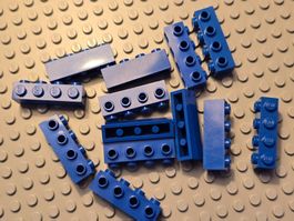 Lego 13x Stein modifiziert 1x4 (30414) blau