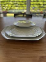 3 Servierteller oval weiss mit Rand guter Zustand
