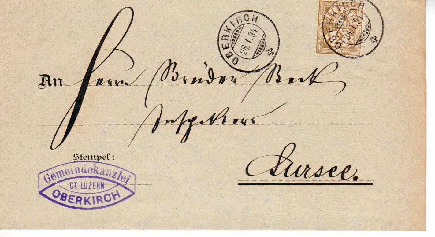Tous les timbres: Oberkirch - Sursee 1894 – D'occasion à Wolhusen par Curver9