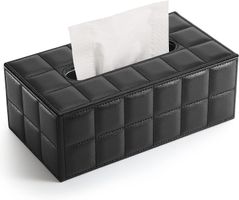 Kosmetiktücherbox Tücher Box aus Leder (Schwarz)