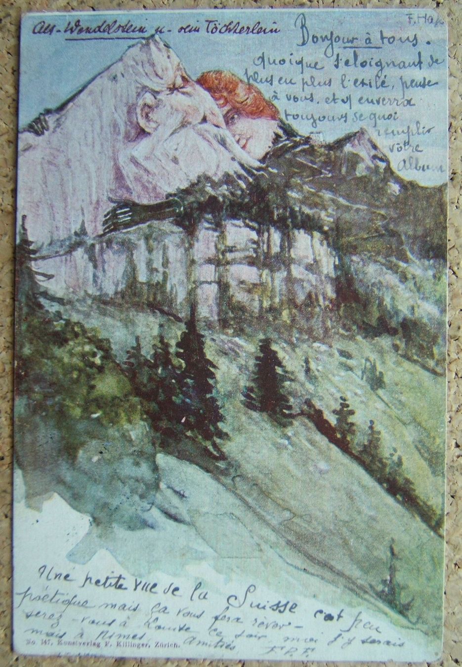 Cartoline postali: KILLINGER-AK MIT BERGGESICHTER 1903 – Usato da Brunnen venduto da Nonne04