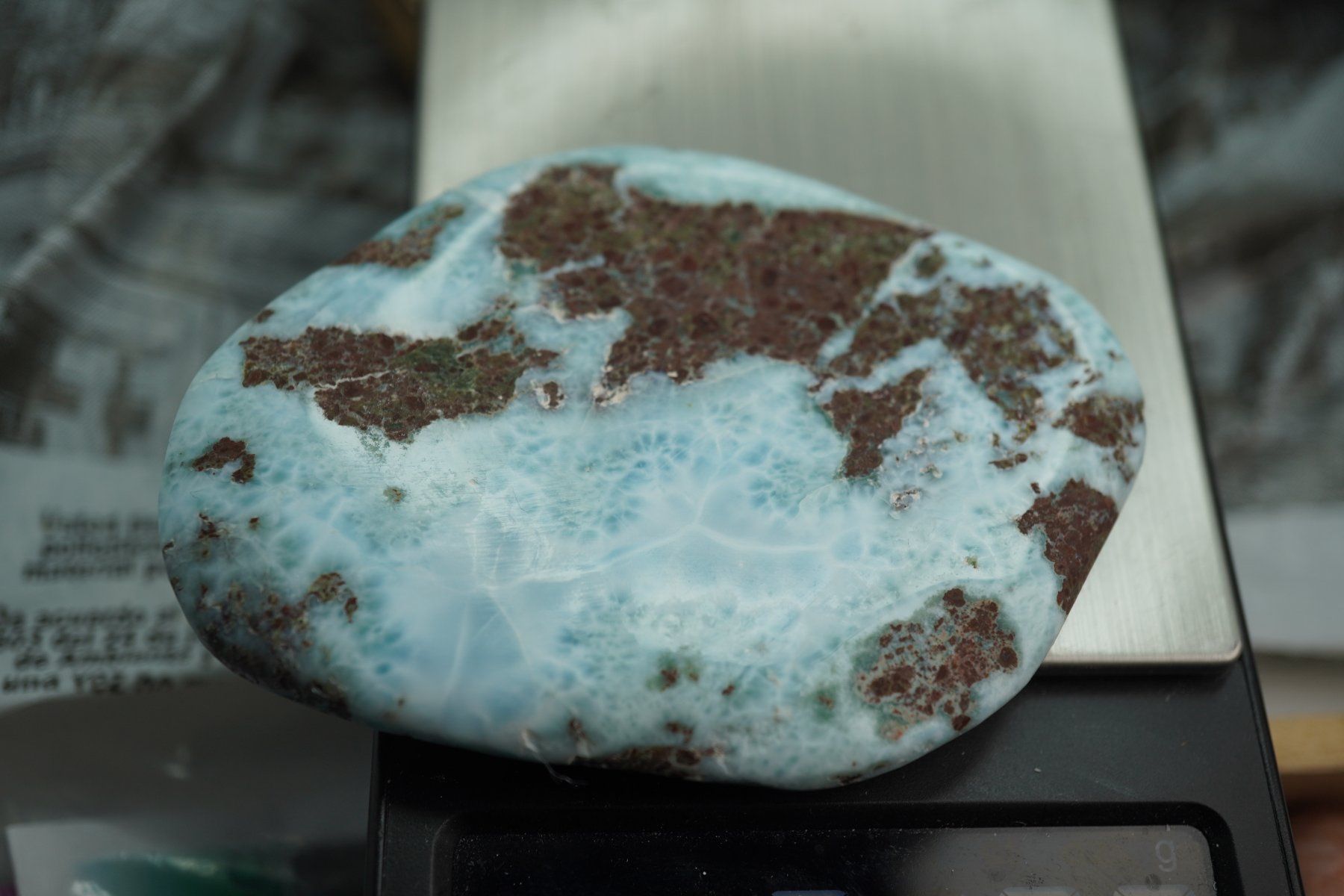 Minerali & Pietre curative: 72g   XL   Larimar Scheibe – Nuovo e nell'imballaggio originale da Eschenbach SG venduto da topstone 8