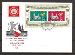1955 : Block W35 auf Ausstellungsbrief, Ersttag