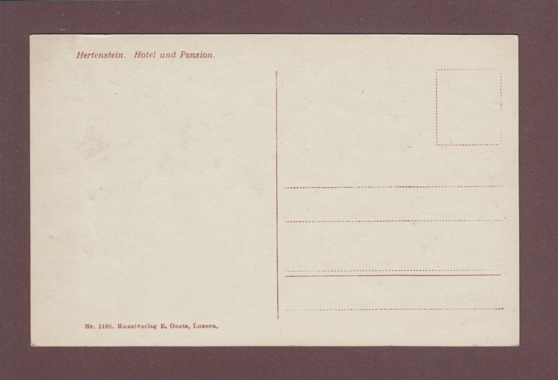 Cartoline postali: HERTENSTEIN - Hotel und Pension – Usato da Pully venduto da nicecards 1