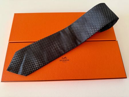 Cravate HERMES-Paris „Silver Rain“ - avec box original