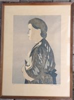 Grande linogravure d'Albert Chavaz rare