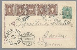 1898, 0 HOTEL VITTORIA CAPRI, BELLA AFFRANCATURA PER BASILEA