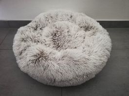 Fluffy Hundebett 50 cm rund Caffe Latte weich und flauschig