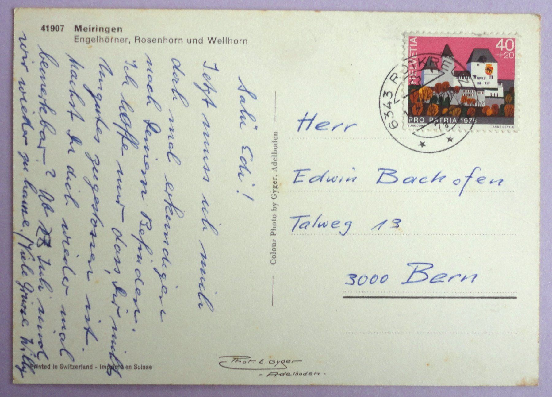 Ansichtskarten: Meiringen – Gebraucht aus Fétigny von Billy2miny 1