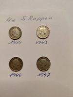 4x 5 Rappen 1944, 43, 46 und 1947