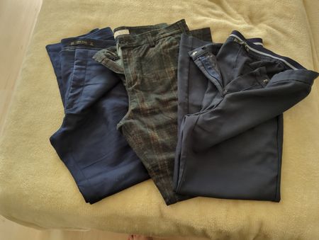 Hosen dunkelblau kariert 3er Set Gr. 38/40 