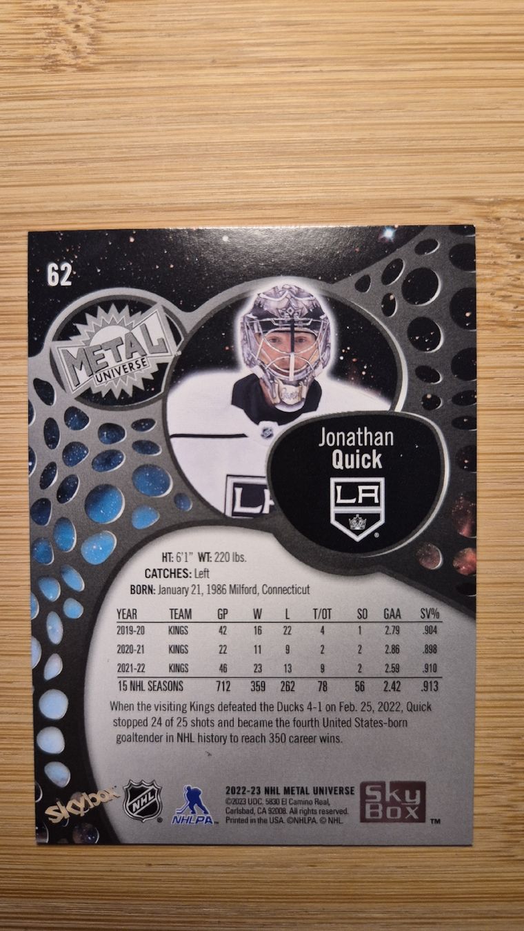 NHL Sammelbilder & Trading cards: NHL L.A. Kings Jonathan Quick – Gebraucht aus Bellach von paedu-1980 1