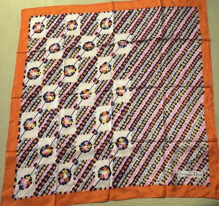 Christian Dior - Seidentuch Foulard orange gemustert Vintage