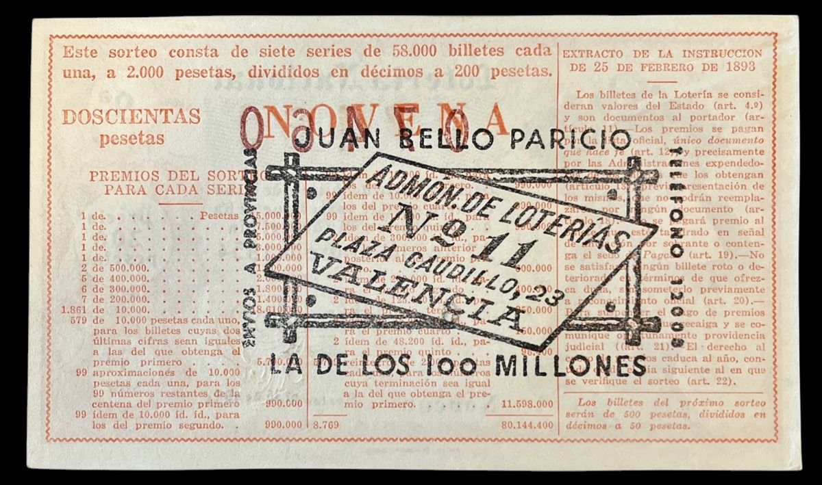 Banconote: Spanien Lotterielos 1954 – Usato da Winterthur venduto da Numismatica-Vitu 1