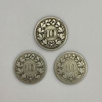 Switzerland Lot 3 x 10 rappen – 1880, 1880, 1882