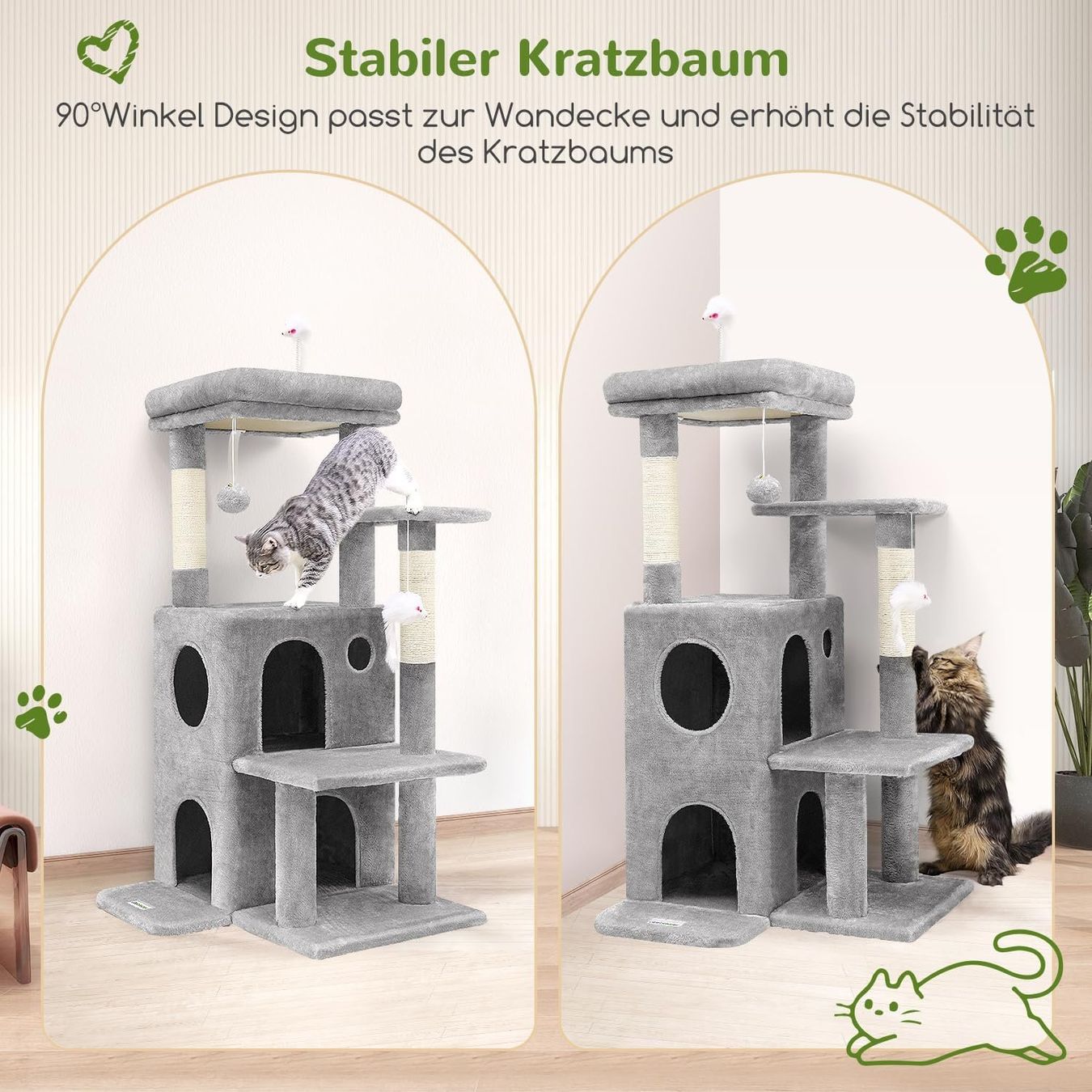 Tiragraffi: Kratzbaum Kletterbaum Katzenbaum 127cm Katzenhaus hellgrau – Nuovo e nell'imballaggio originale da Zürich venduto da MueDes 1