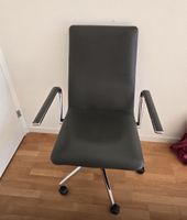 Modern Black Faux Leather Office Chair with Chrome Arms