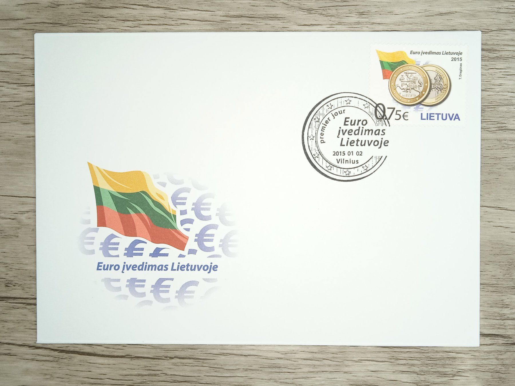 Alle Briefmarken: TR82 Enveloppe + Timbre Lietuva 2015 – Gebraucht aus Cousset von Patrick_Collections