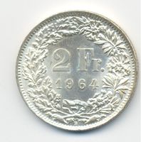 Schweiz 2 Franken 1964 unzirkuliert