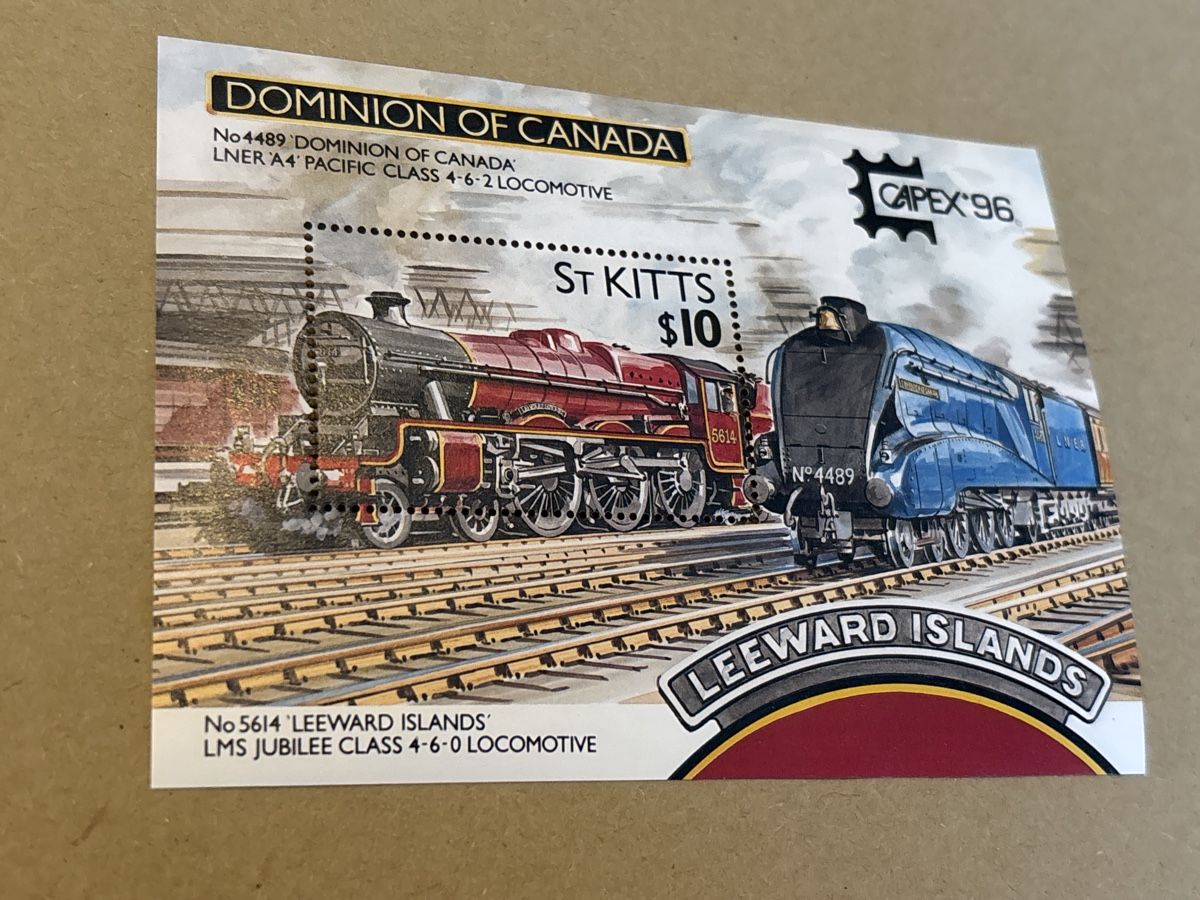Alle Briefmarken: Lokomotiven Briefmarken Kanada & St.Kitts 1996 – Neu und originalverpackt aus Zürich von engebrunau