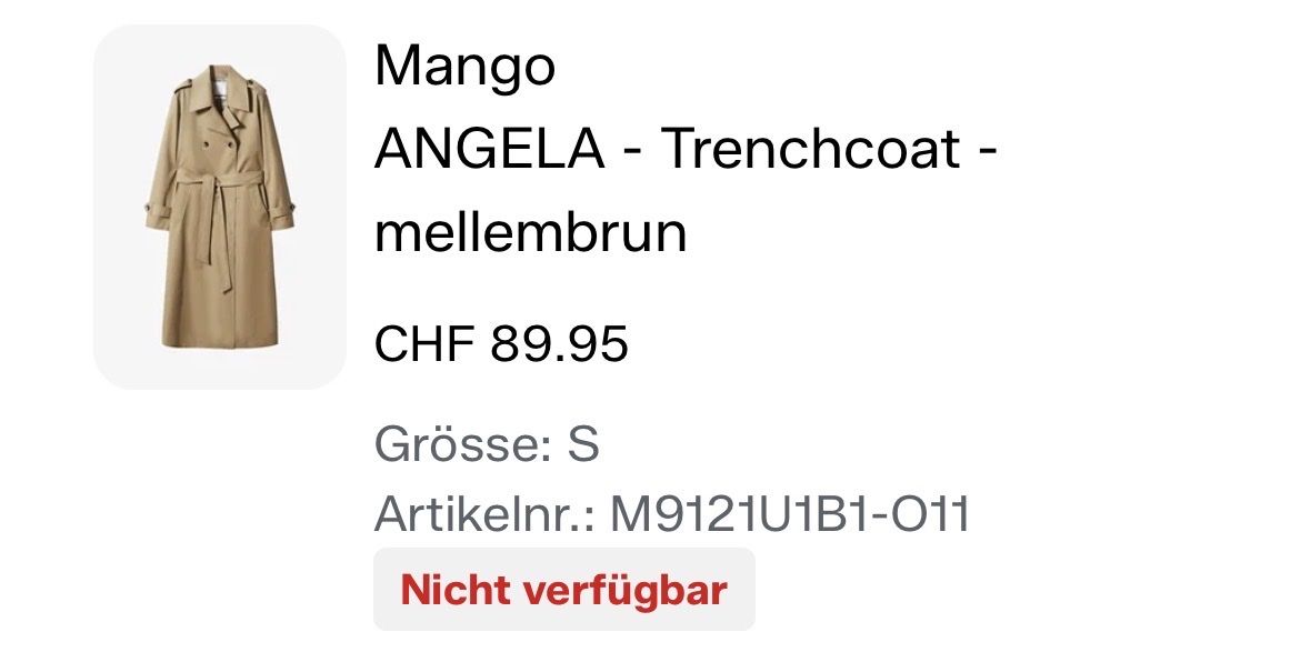 Mango Mäntel: Trenchcoat Mango  – Gebraucht aus Sevelen von sar_hmx8 8