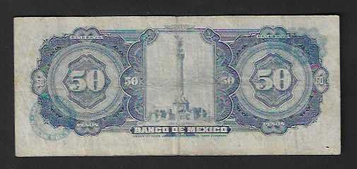 Banknoten: Mexico  50  Pesos    1972  Gebraucht – Gebraucht aus Gordola von coinsandnotes 1