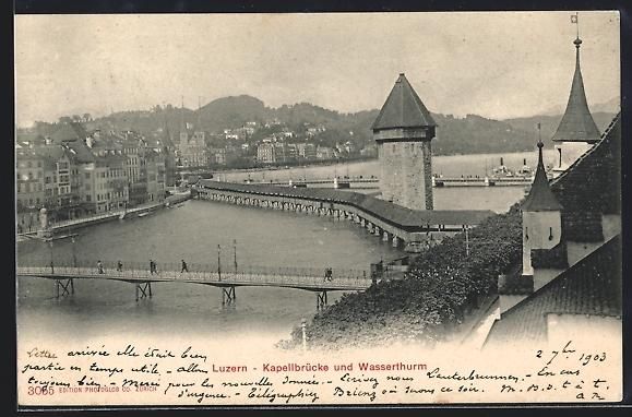 Ansichtskarten: AK Luzern, Kapellbrücke und Wasserturm – Gebraucht aus Berlin von bartko-reher