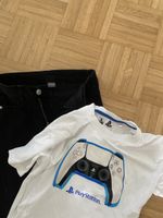 Schwarze Jeans mit PlayStation Shirt
