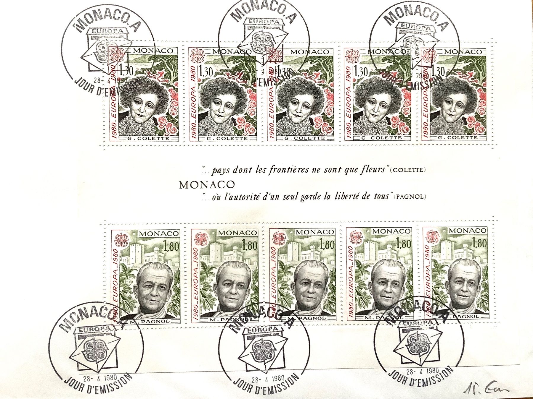 Tutti i francobolli: 1978 -1985 Monaco / 6  Grossbriefe FDC Europa mit Bogen – Nuovo (secondo la descrizione) da Liestal venduto da Skunk02 2