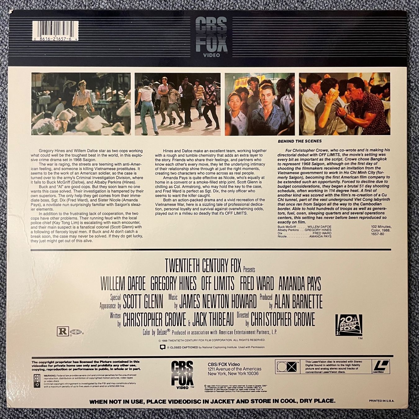Alle DVDs: Willem Dafoe: OFF LIMITS - LASER DISC - Englisch Orig. – Gebraucht aus Stans von Brode 1