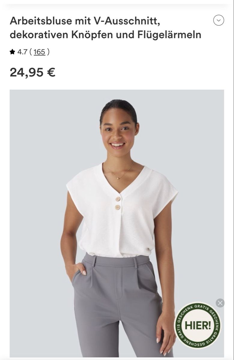 Camicette: Arbeitsbluse mit V-Ausschnitt, Grösse L NEU – Nuovo e nell'imballaggio originale da Aristau venduto da cherry-berry
