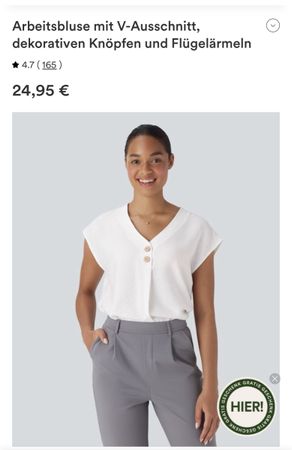 Arbeitsbluse mit V-Ausschnitt, Grösse L NEU