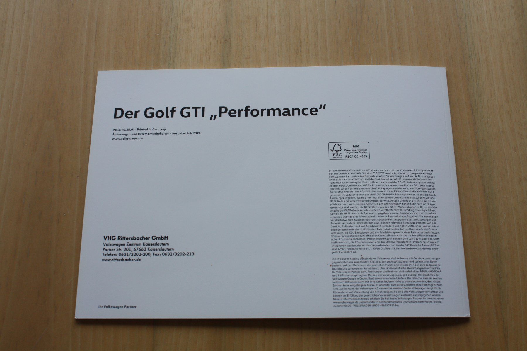 VW Documents: VW Golf GTI Performance Prospekt  7/2019 – D'occasion à Wikon par erwin400 6