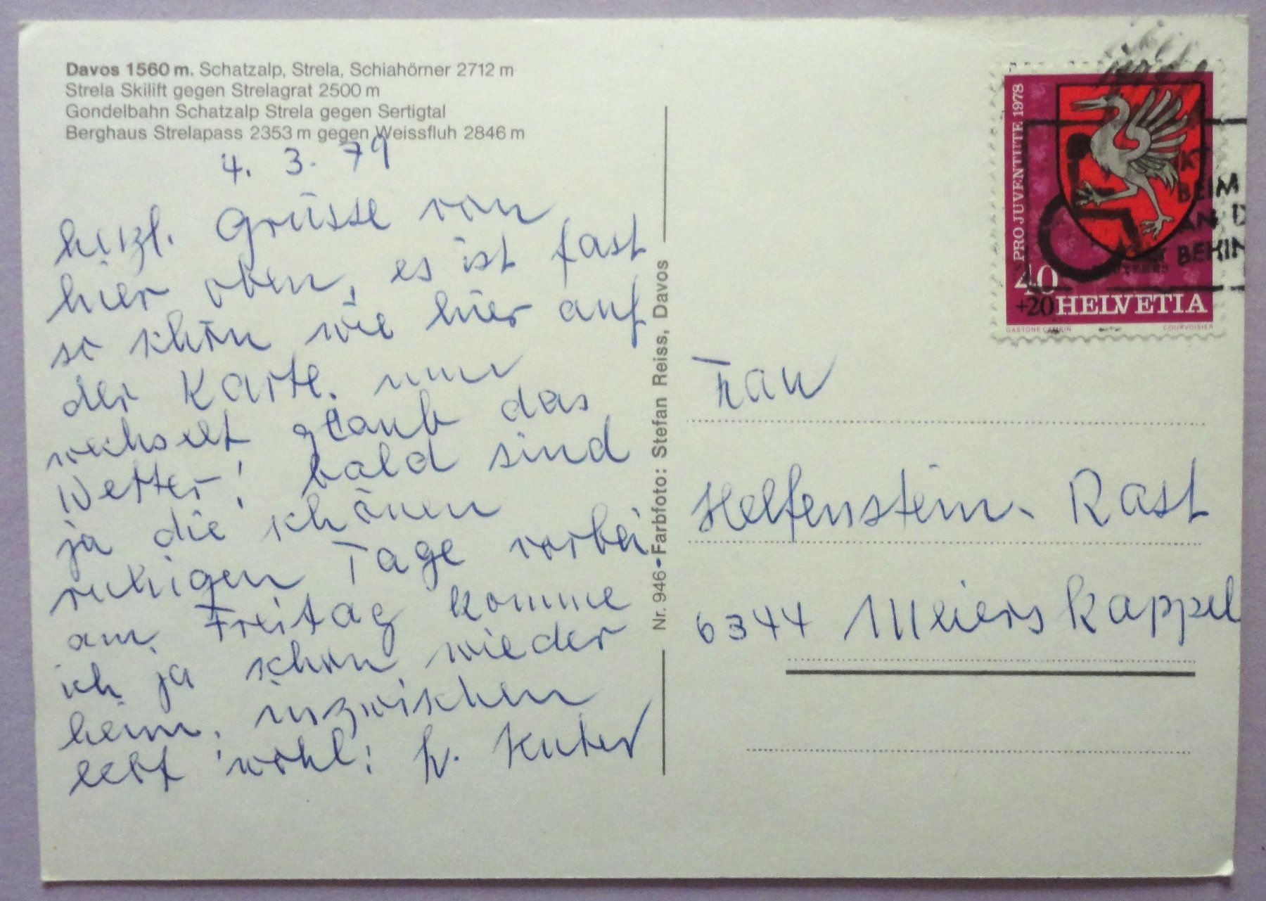 Cartoline postali: Davos 1560 m, Schatzalp, Strela – Usato da Fétigny venduto da Billy2miny 1