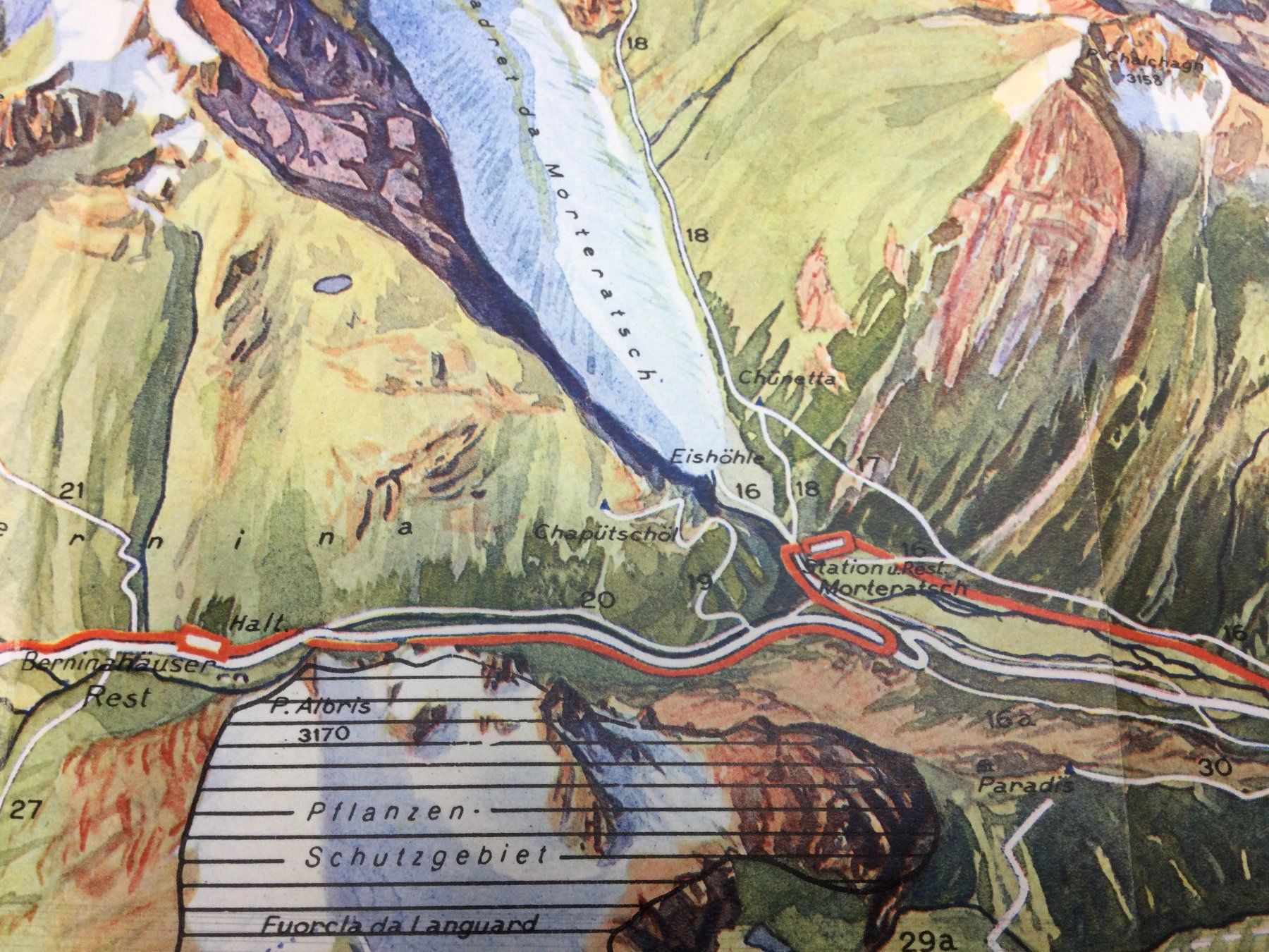 Cartoline postali: Alter Prospekt vom Engandin Pontresina Morteratsch – Usato da Wangen SZ venduto da kuriosum12 2