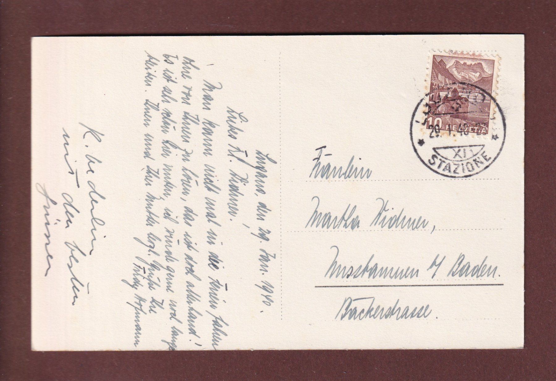 Cartoline postali: LUGANO - Panorama - Monte Brè - 1940 – Usato da Pully venduto da nicecards 1