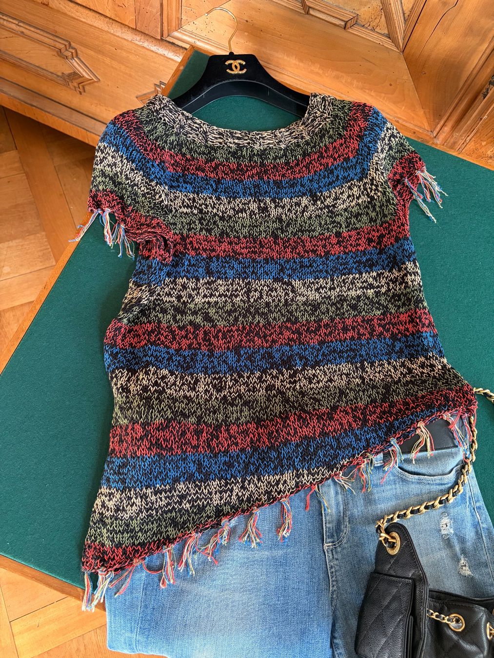 Top: STRICK-TOP mit Fransen  100% dicke Viskose   Gr. M – Usato da Interlaken venduto da Bona55 6
