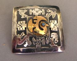 Brosche / Anhänger 925 Silber das kleine Plättchen ist Gold