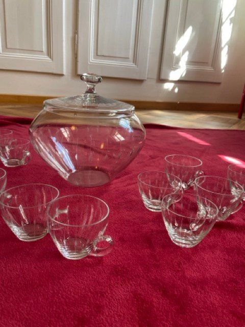 Set di piatti: Vintage Glas Bowle Set | Schüssel + 11 Gläser – Usato da Bern venduto da Backyards 3