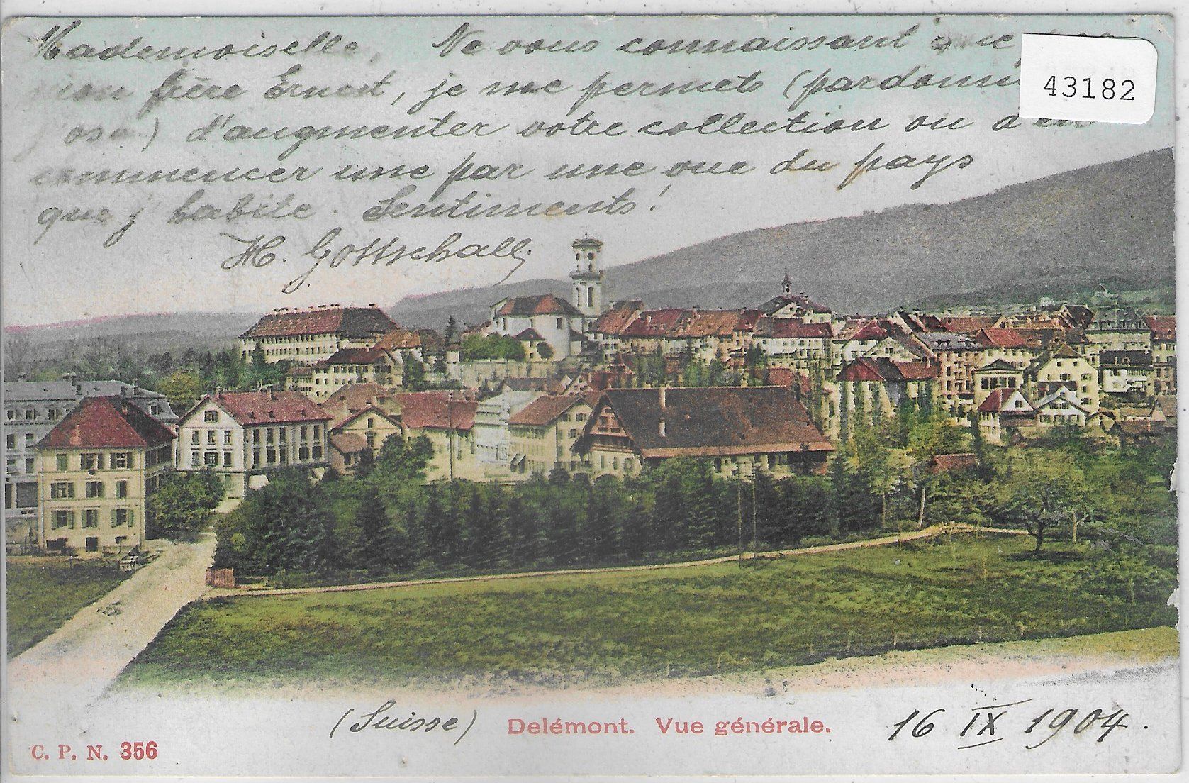 Ansichtskarten: Delemont - Vue generale - Litho – Gebraucht aus Ettingen von Kartenplanet