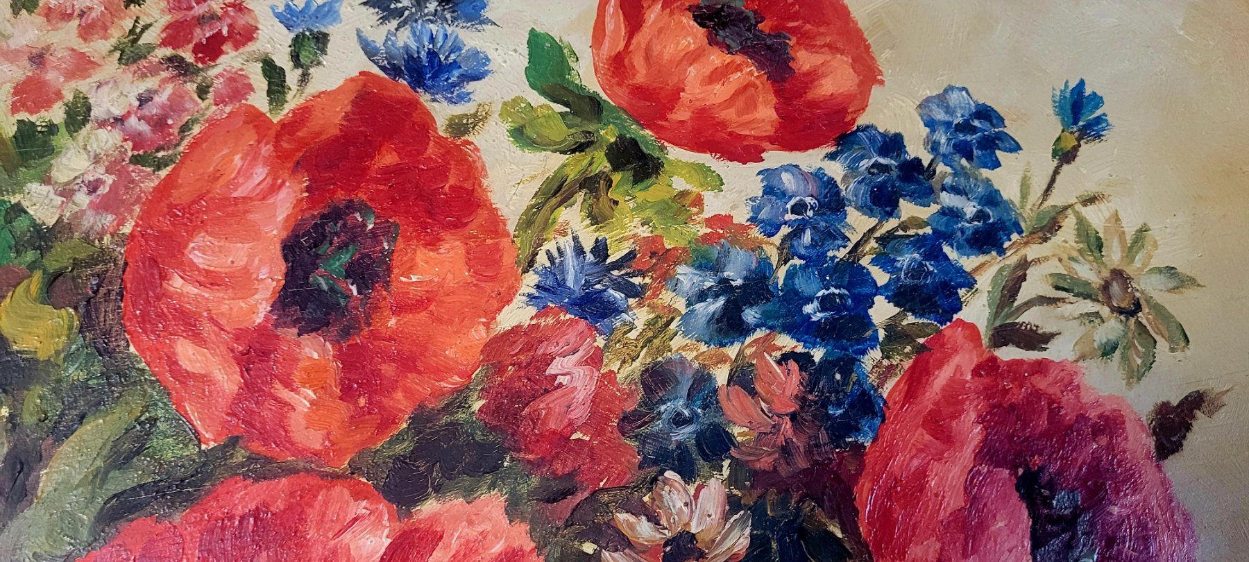 Dipinti: Wunderschönes Bild Blumen Mohnblumen Alter Rahmen – Usato da Sisseln AG venduto da cosmos04 2