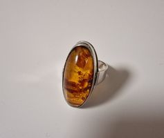 Vintage Silberring grosser Bernstein 835 Silber