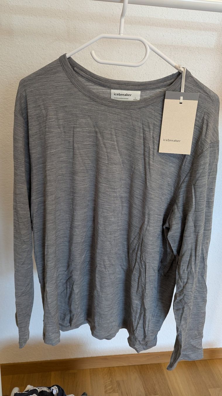 Icebreaker Pullover & Sweatshirts: Neu: Icebreaker Damen L 100% Wolle basic Langarmshirt grau – Neu und originalverpackt aus Belp von Sunny132