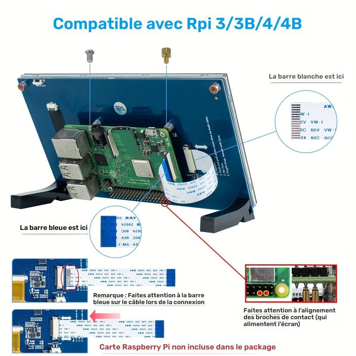 Monitore: Touchscreen 7 Zoll Display Raspberry Pi IPS DSI Bildschirm – Neu und originalverpackt aus Genève von Lotus-18 6
