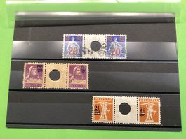 🇨🇭Briefmarken/Z.steg mit Lochung S14/16**und S17 gestempel