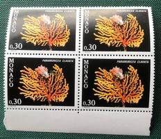 4er Block Briefmarken aus Monaco Mediterrane Fauna 1980