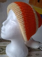Handgestrickte Wendemütze Orange & Crème unisex Herbst 41