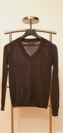 Mango Lurex gold-schwarz Pullover Gr 34/XS