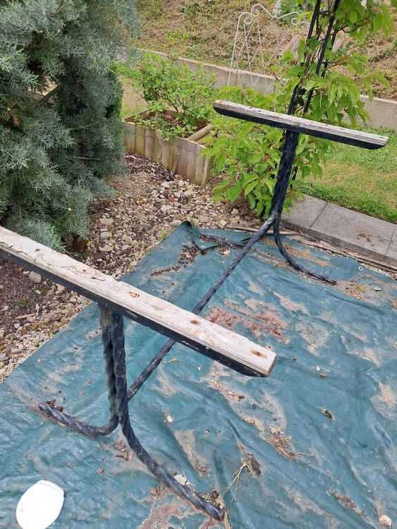 Porte-bougie En Fer Noir Torsadé Avec Carreaux Vintage 1960 Soudure Main